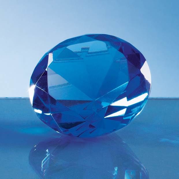 Engraved Blue "Diamond" Paperweight