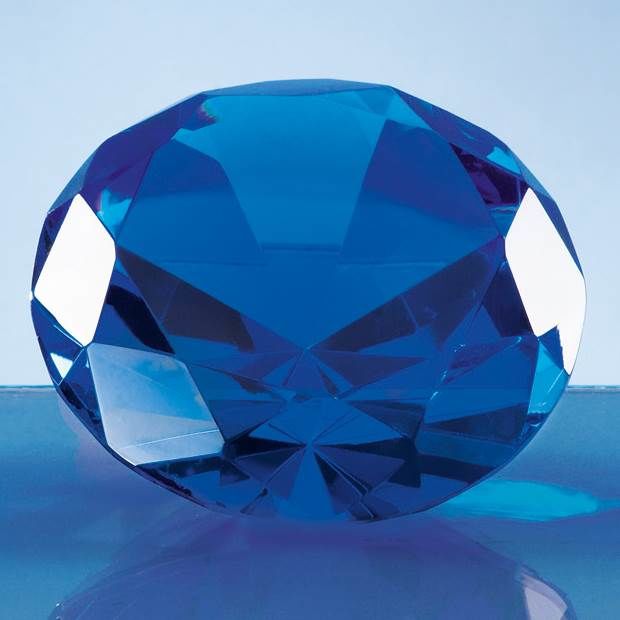 Engraved Blue "Diamond" Paperweight