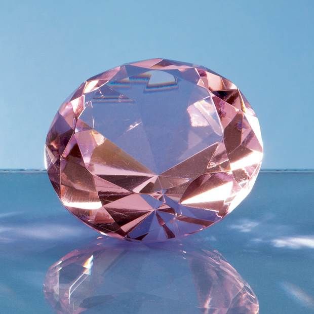 Engraved Pink "Diamond" Paperweight