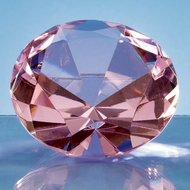 Engraved Pink "Diamond" Paperweight