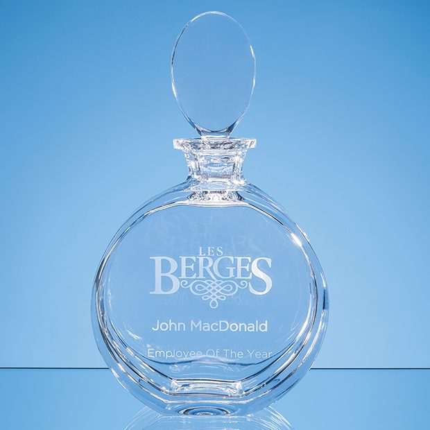 Personalised Engraved Modern Round Decanter Lead Crystal Scotland UK Custom Customised Gift Gifts Whisky Whiskey Scottish