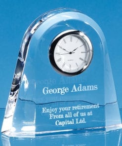 Personalised Engraved Desk Clock Home Glass Crystal Scotland UK Custom Customised Gifts Gift Kids Home