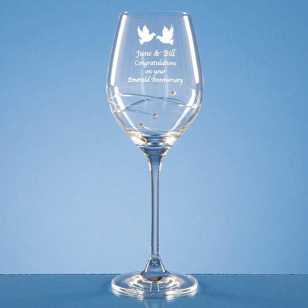 Personalised Engraved Diamante Wine Glass (Spiral) Crystal Scotland UK
