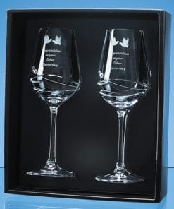 Personalised Engraved Diamante Pair of Wine Glasses (Modena) Scotland UK Custom Customised Gift Gifts Scottish