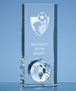 Personalised Engraved Football Award Sports Club Presentation Glass Scotland UK Customised Optical Crystal Soccer