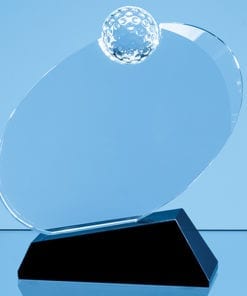 Personalised Engraved Golf Award Sports Club Presentation Glass Scotland UK Customised with Onyx Black Base