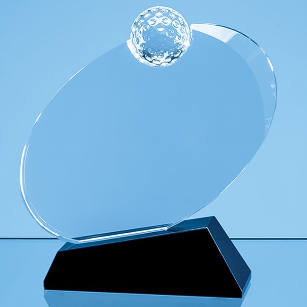 Personalised Engraved Golf Award Sports Club Presentation Glass Scotland UK Customised with Onyx Black Base