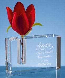Personalised Engraved Modern Rectangle Rectangular Bud Vase Optical Crystal Scotland UK Custom Customised Gift Gifts Scottish