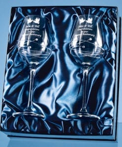 Personalised Engraved Diamante Pair of Wine Glasses (Spiral) Scotland UK Custom Customised Gift Gifts Scottish