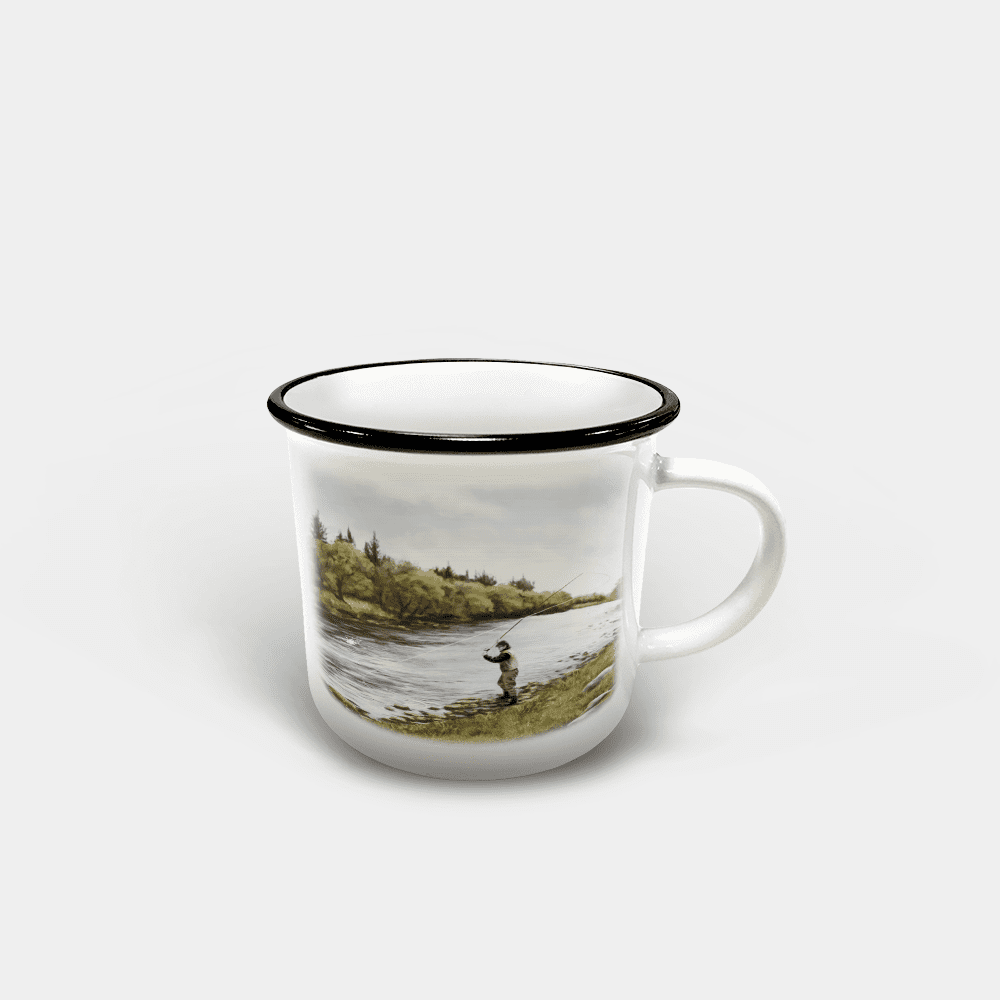 Country Images Personalised Custom Printed White Black Mug Scotland Cheap Highland Collection Fly Fishing Angling Angler Gift Gifts
