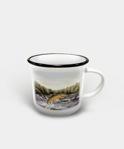 Country Images Personalised Custom Printed White Black Mug Scotland Cheap Highland Collection Leaping Brown Trout Fishing Angling Angler Gift Gifts
