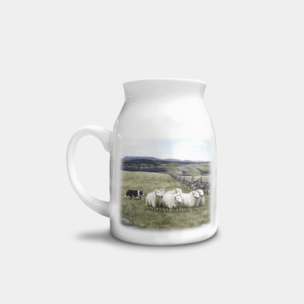 Country Images Personalised Highland Collection Printed Custom Milk Jug Sheep and Sheepdog Wildlife Scotland 1