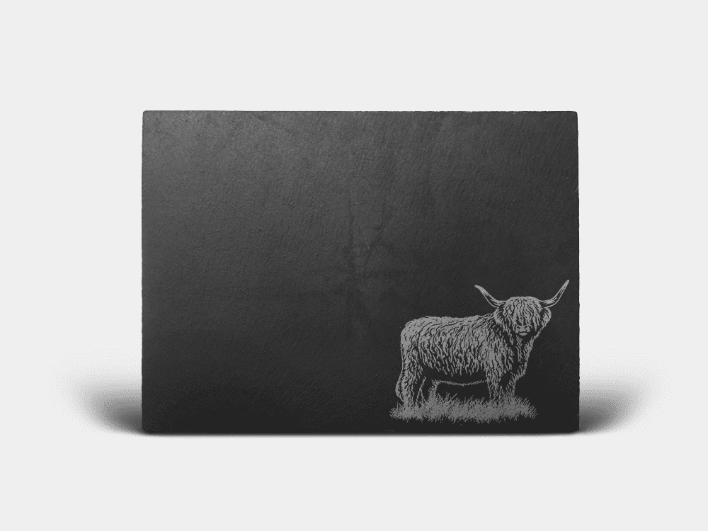 Country Images Scotland Custom Personalised Slate Placemats Place Mat Placemat Table Tablemats Engraved Scottish UK Highland Cow Hairy Coo