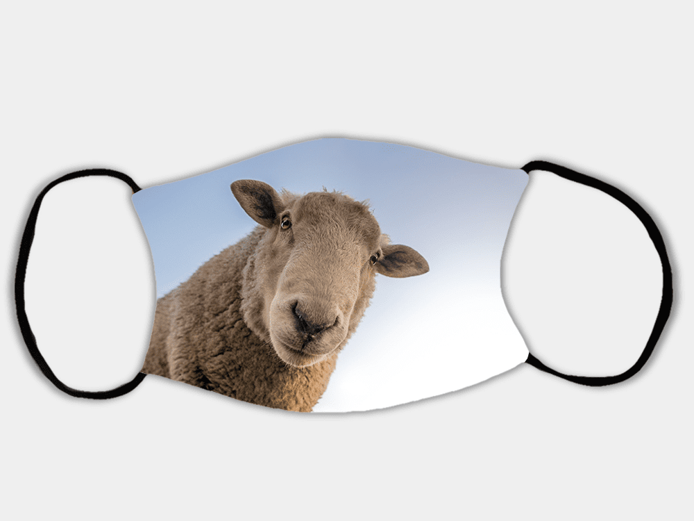 Country Images Personalised Custom Face Mask Masks Facemask Facemasks UK Scotland Gifts Curious Sheep Scottish