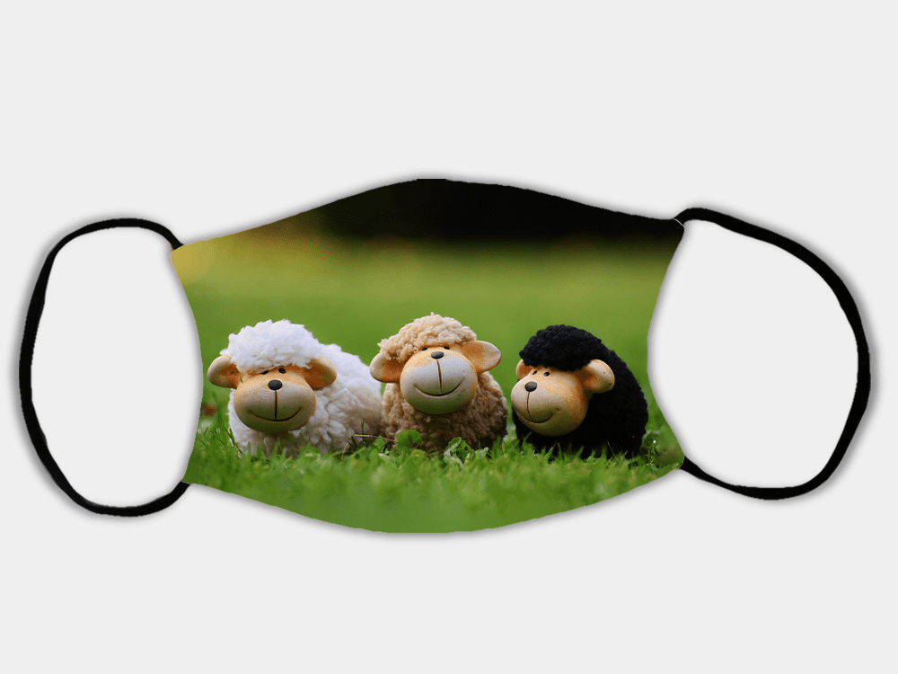 Country Images Personalised Custom Face Mask Masks Facemask Facemasks UK Scotland Gifts Cute Sheep Models Scottish